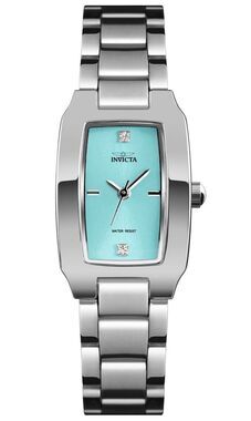 Invicta Wildflower Lady 22mm Silver Tone Case Blue Metal Dial Silver Band